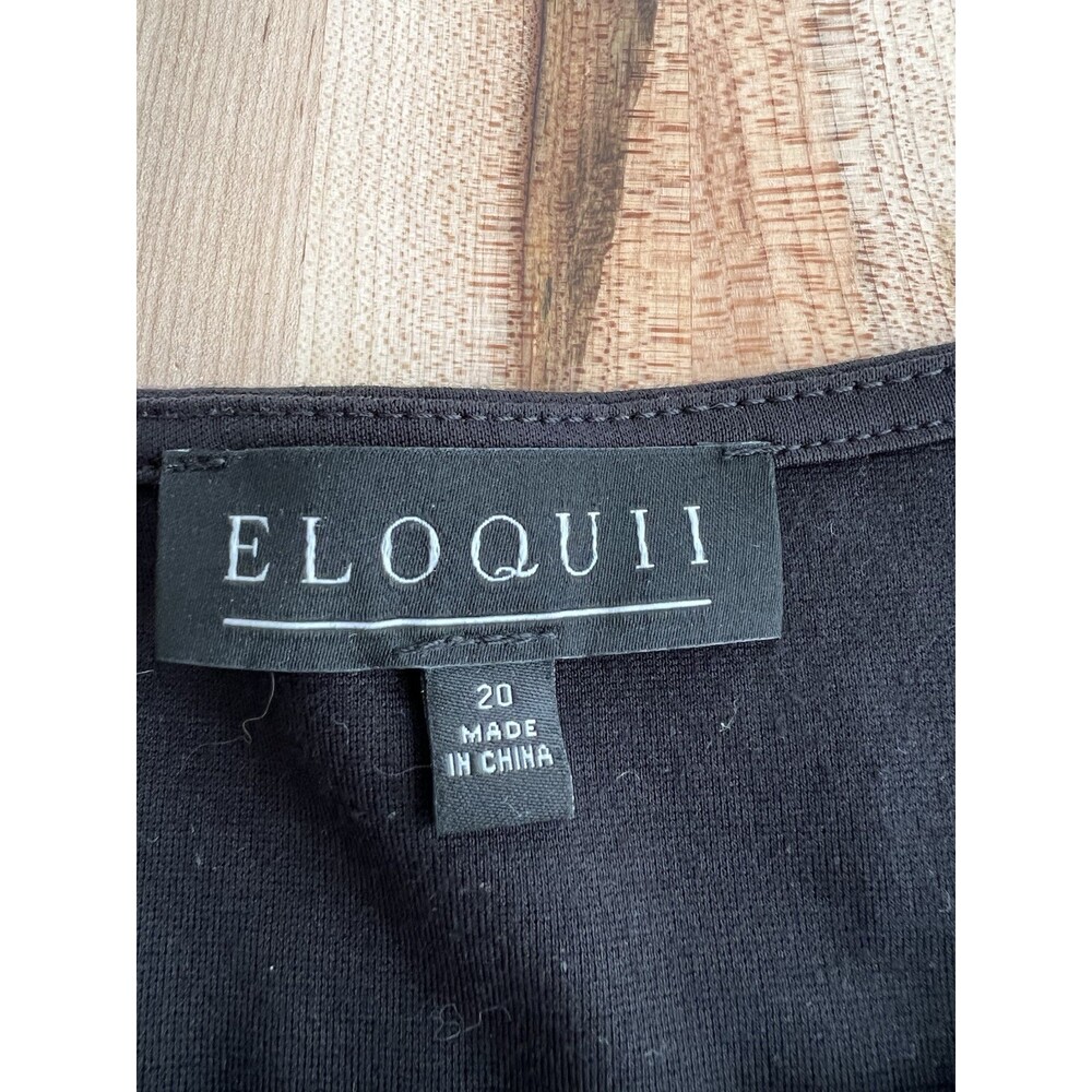 Eloquii Short Puffy Sleeve Top Stretch Elegant Classic Elevated Black 20 - Picture 4 of 8